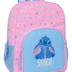 stitch "bright" mochila escolar dupla 42cm